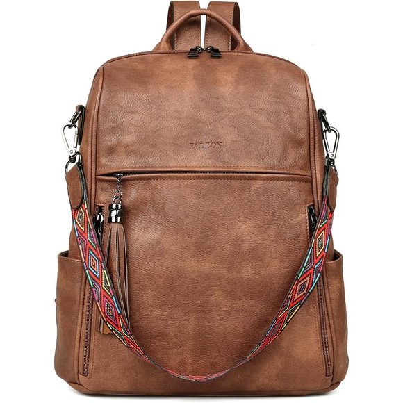 Women Brown Retro Style Travel Backpack with Tassel main image 12